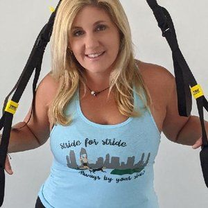 Fetch The Sun Women's Racerback Tank Top | Light Blue Dog Mom Shirt, Running